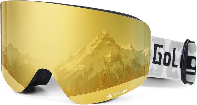 Golight XL Frameless Ski Goggles – OTG Snowboard Goggles with Anti-Fog Lens, UV400 REVO Mirror Protection for Men & Women - Image 1